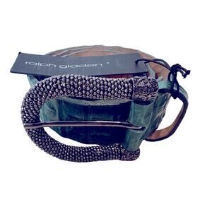 Ralph Gladen Crocodile Leather Buckle Western Belt